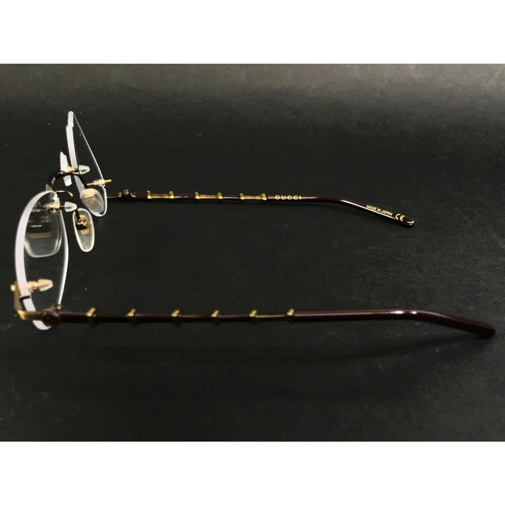 Gucci Eyeglasses Frames GG0857OJ 002 Brown Antique Gold Rimless 52-16-135